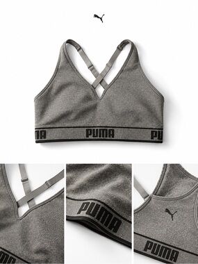 Puma Heather Gray Strappy Sports Bra
